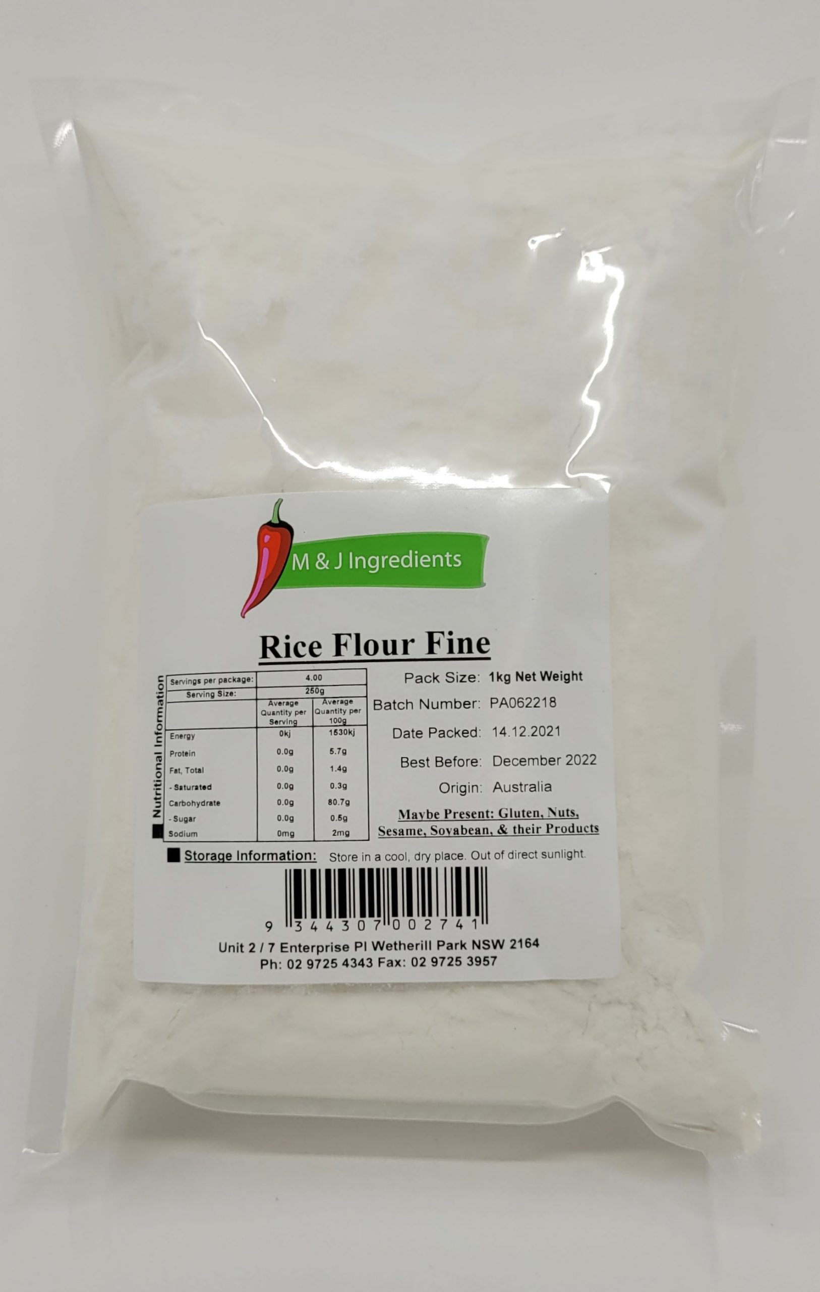 M&J RICE FLOUR FINE 1KG